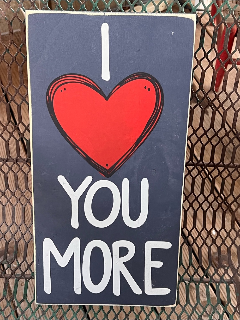 Wooden Art Simply Southern Sign I Heart You More Wall Sign Black and Red